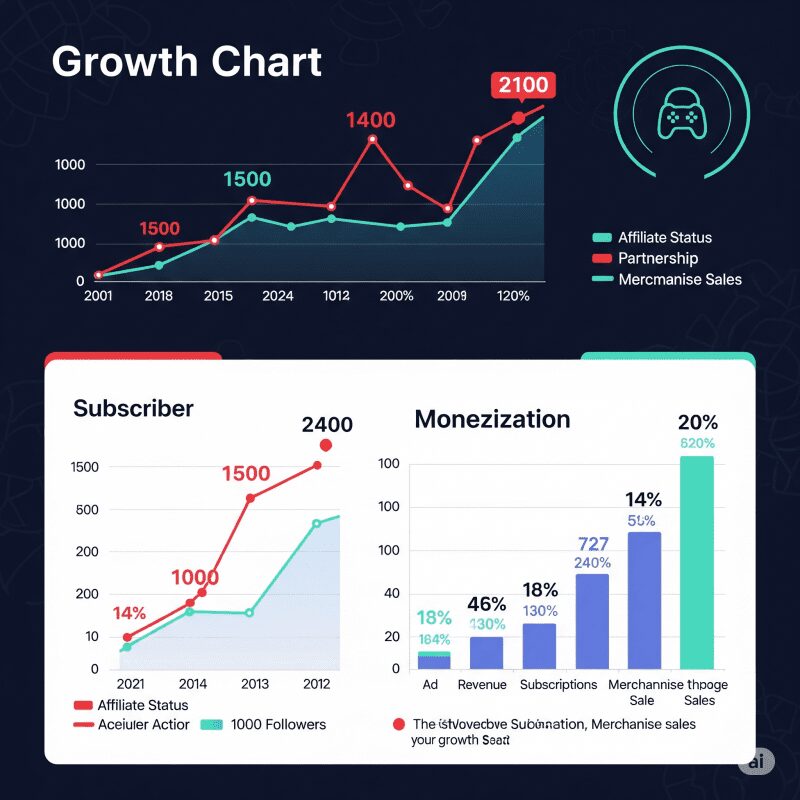 График роста канала стримера - Развитие и монетизация