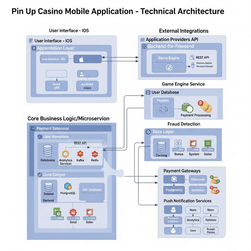 ехническая архитектура мобильного Pin Up казино - системное устройство приложения