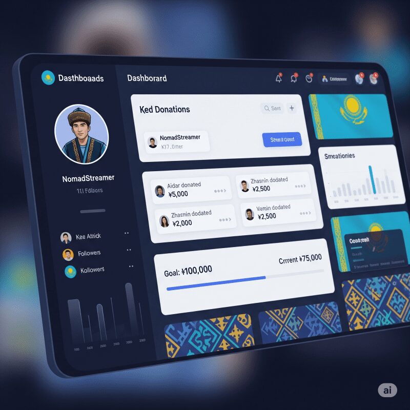 Интерфейс сервиса донатов для казахстанских стримеров