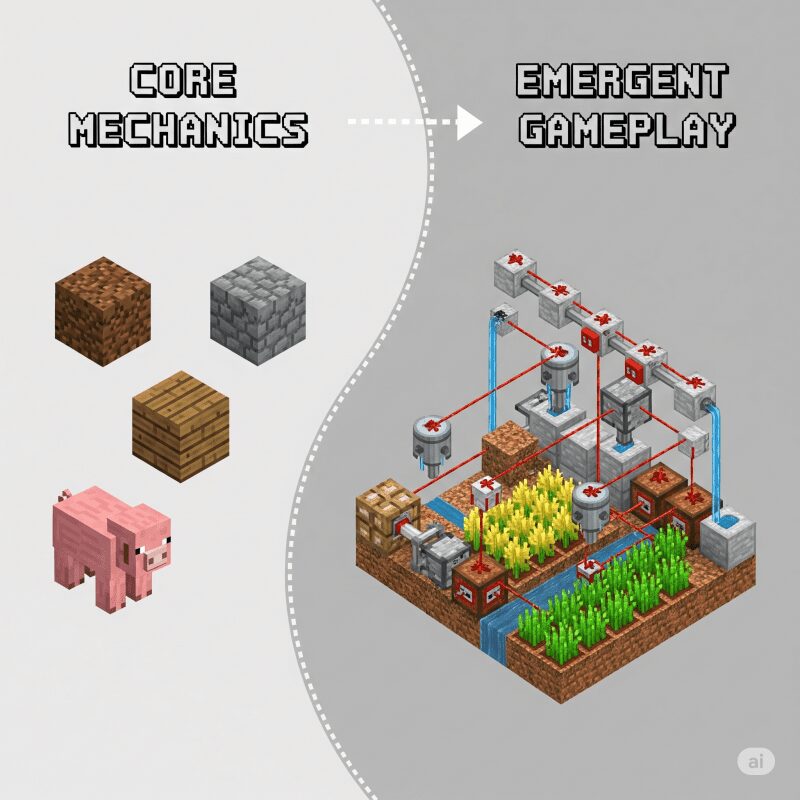 Сложные механизмы из редстоуна в Minecraft как пример эмерджентного геймплея