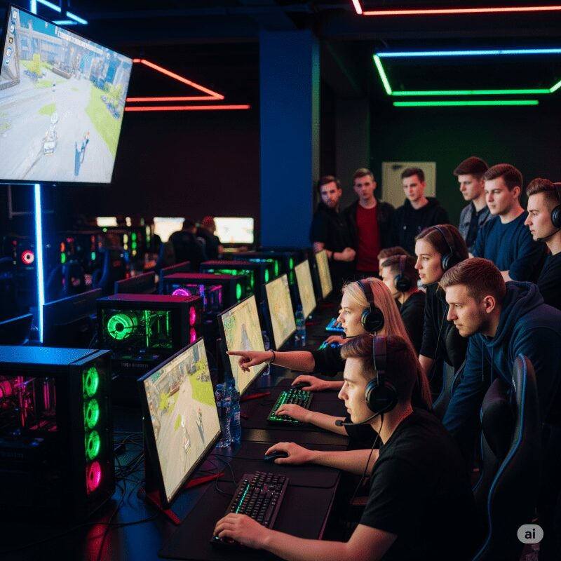 Участники локального турнира в игровом клубе