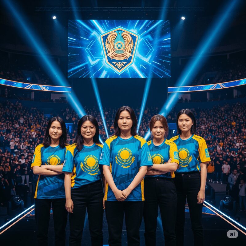 Женская команда казахстанских геймеров на турнире