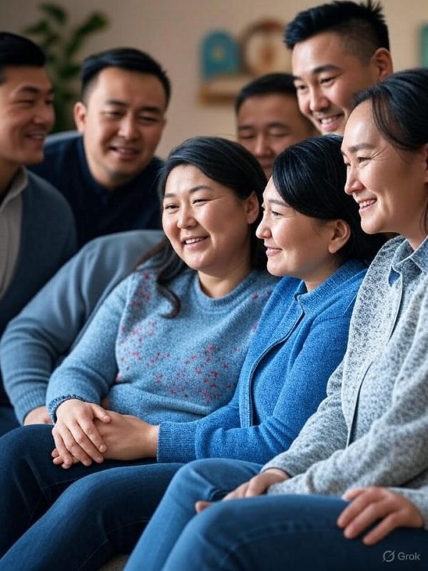 Люди поддерживают друг друга в группе помощи при игровой зависимости в Казахстане