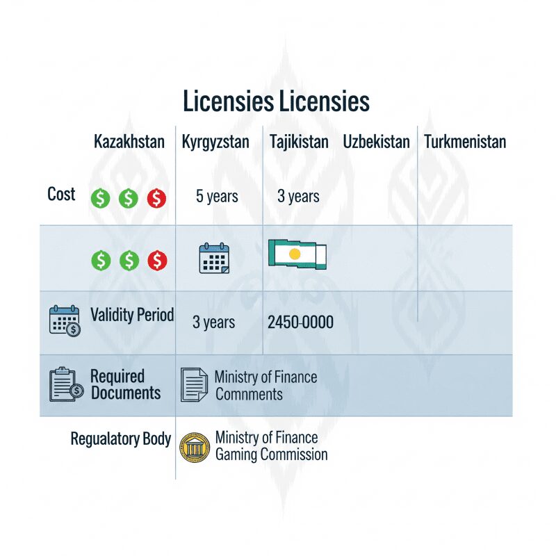 Сравнение условий лицензирования в странах Центральной Азии