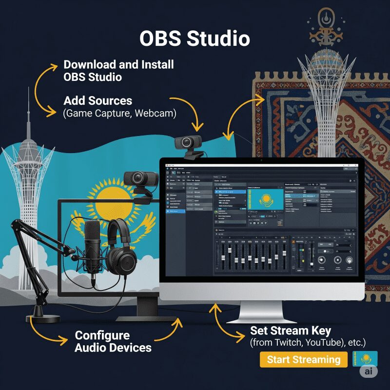 настройка OBS Studio для стрима в Казахстане