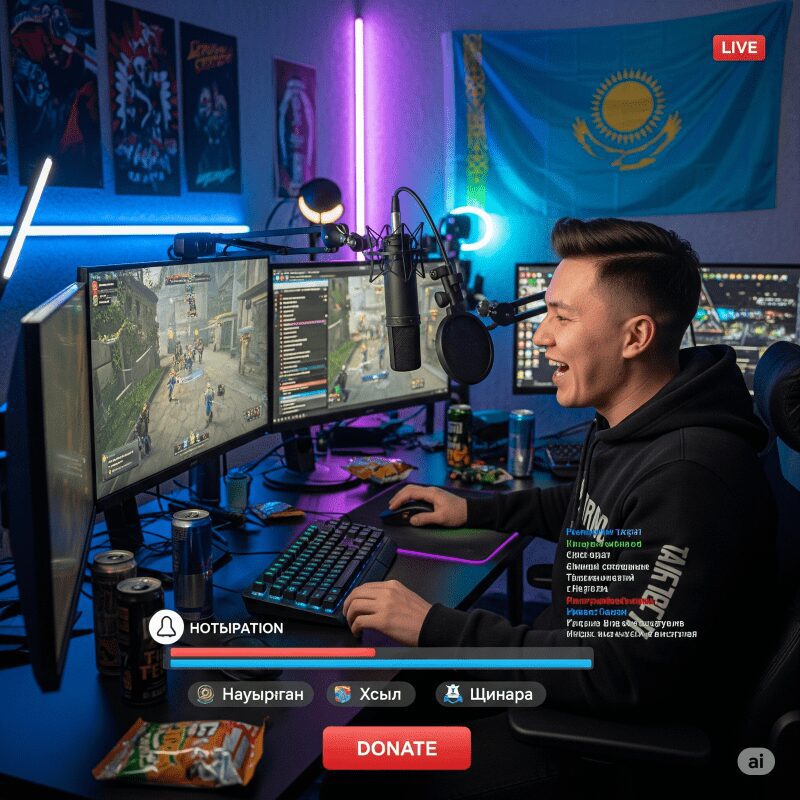 казахстанский стример в процессе монетизации контента