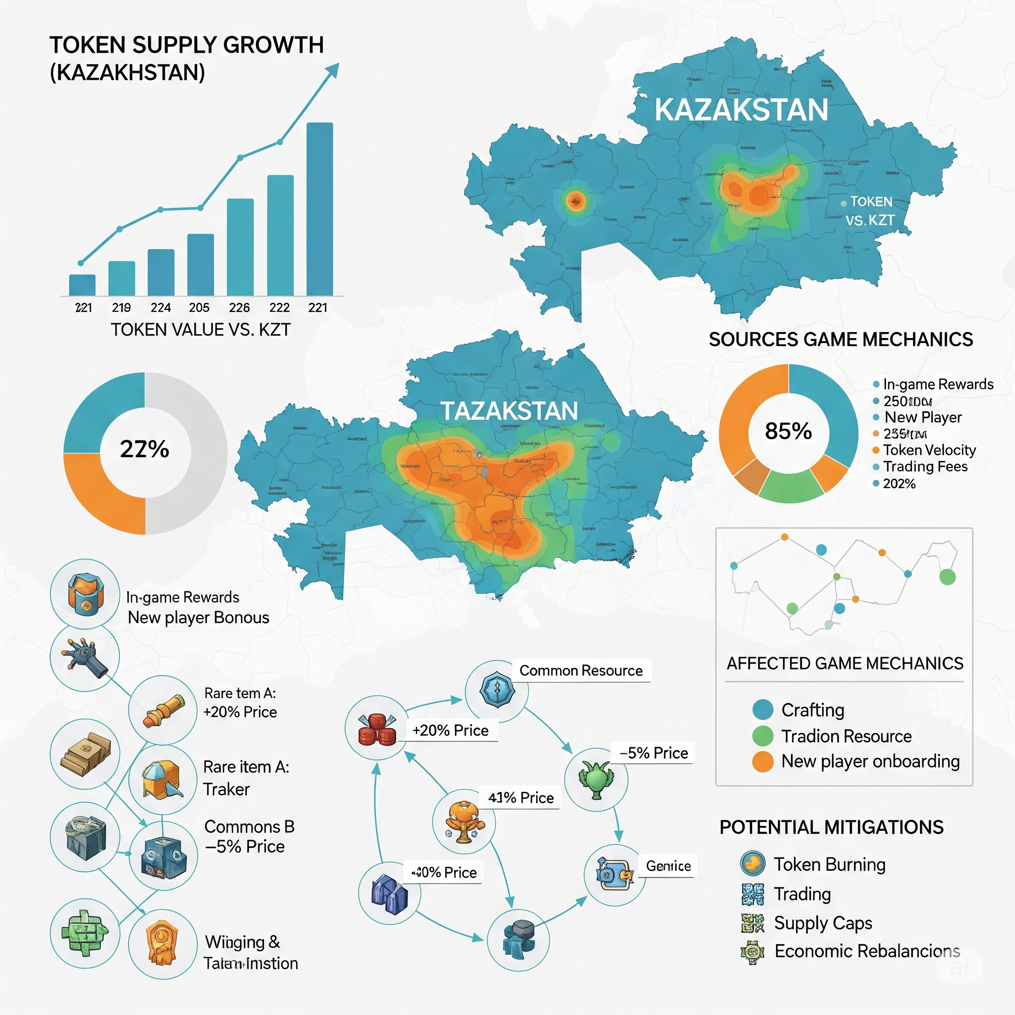 Влияние инфляции токенов на экономику игры в регионе Казахстан
