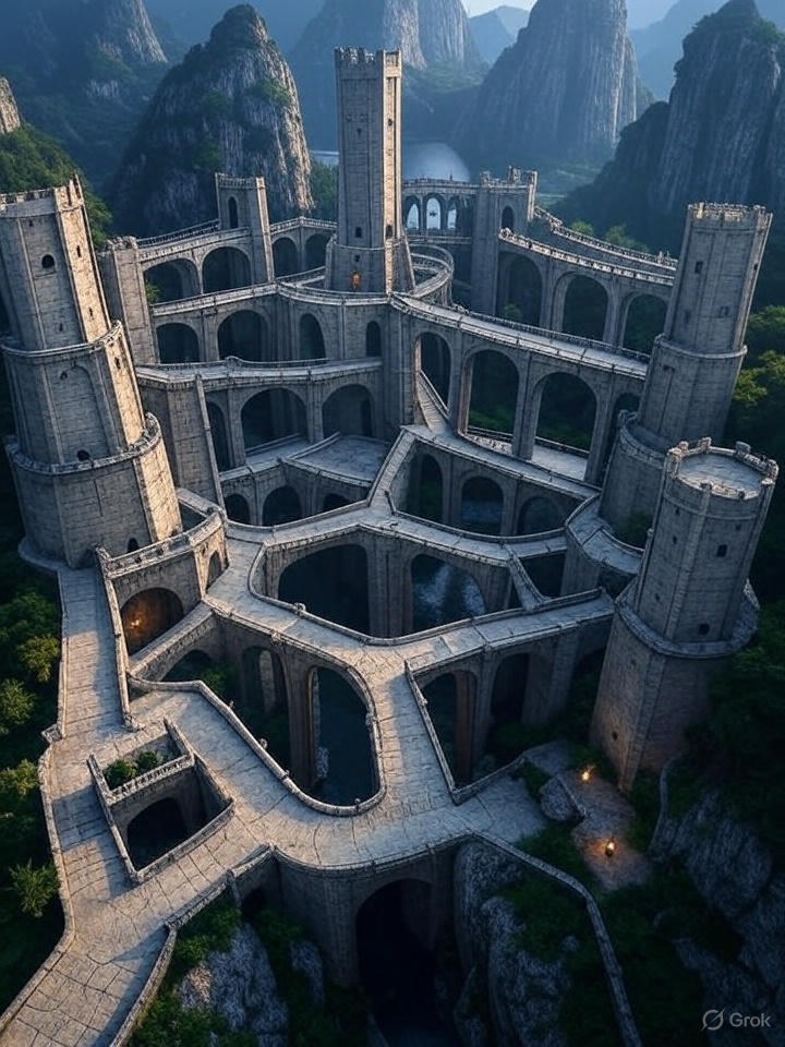Сложная крепость в Dwarf Fortress с множеством взаимосвязанных систем