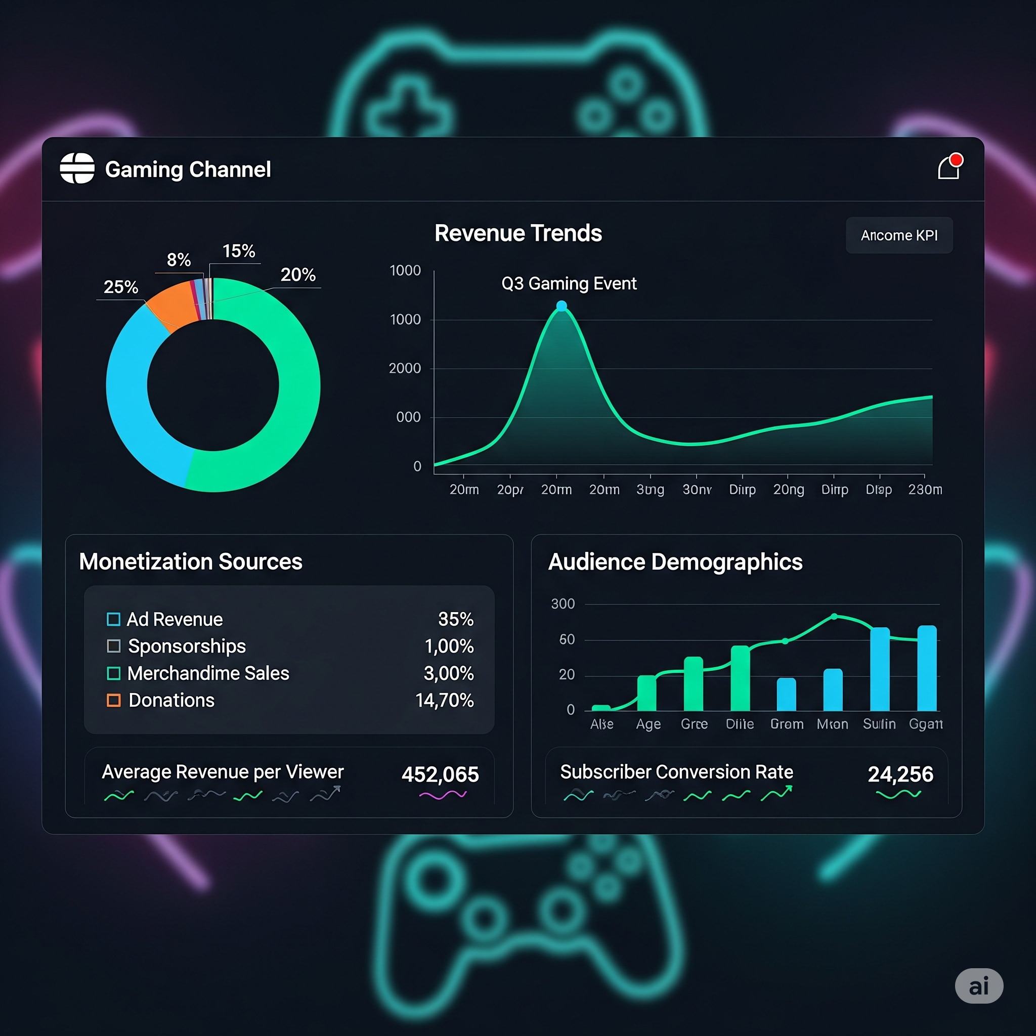 Dashboard аналитики доходов игрового канала