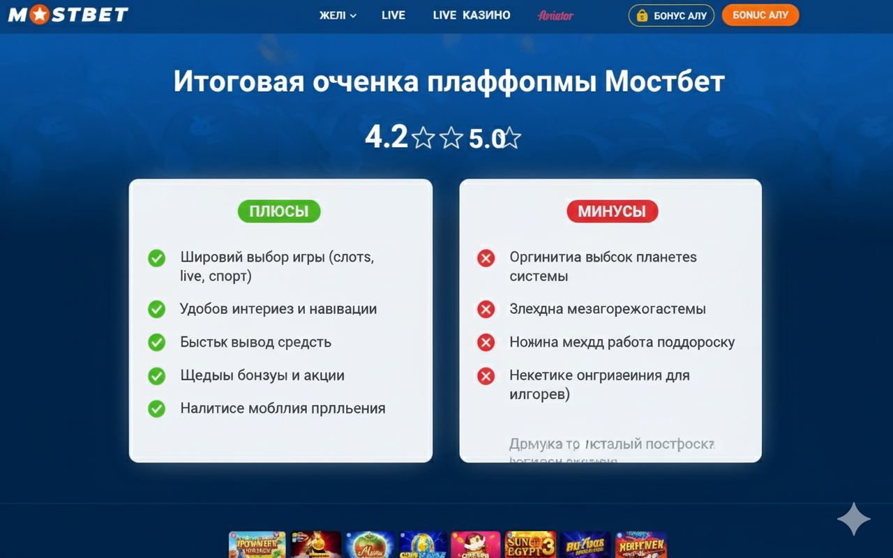 Итоговая оценка платформы Мостбет с выделением плюсов и минусов